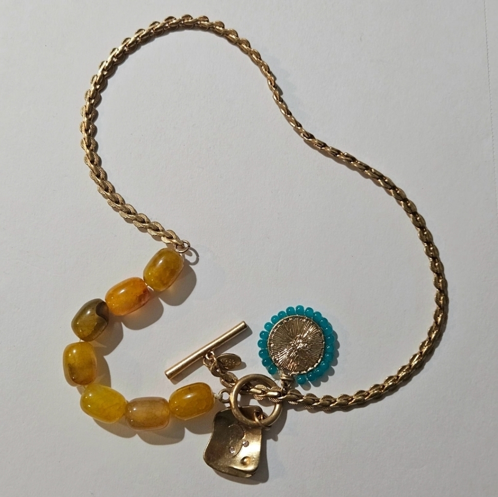 Zara Gold and Amber Necklace